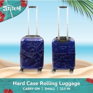 RARE Ful Disney Stitch Royal Blue Carryon Rolling Suitcase - Luggage NWT